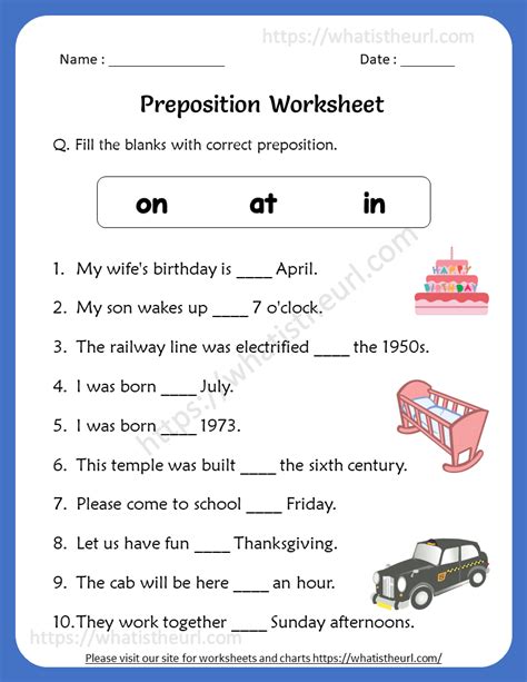 Preposition For Class 4