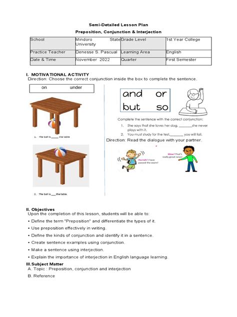 Preposition Lesson Plan