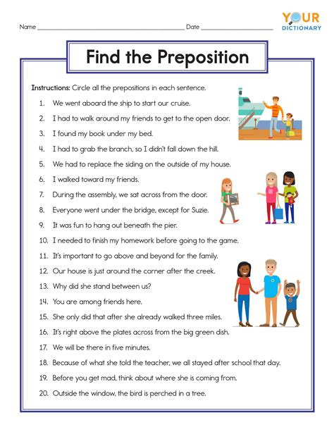 Preposition Worksheet Middle School   4th And 5th Grade Worksheets Reading Printables - Preposition Worksheet Middle School