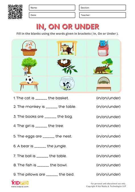 Preposition Worksheets For Kindergarten Kidpid Preposition Worksheet For Kids - Preposition Worksheet For Kids
