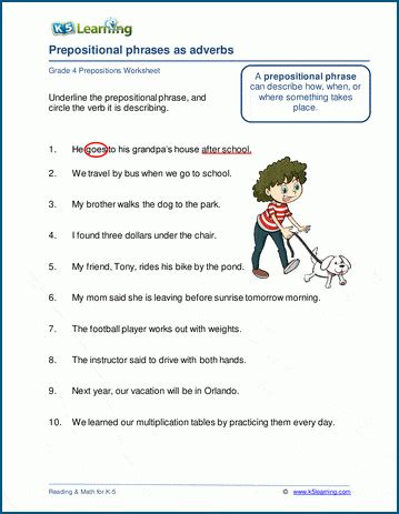 Prepositional Phrases As Adverbs Worksheets K5 Learning Preposition Or Adverb Worksheet - Preposition Or Adverb Worksheet