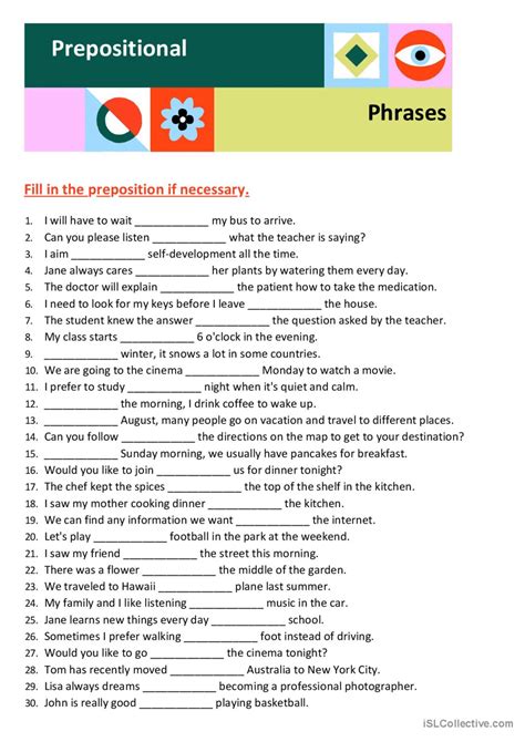 Prepositional Phrases General Gramma English Esl Worksheets Pdf Phrases Practice Worksheet - Phrases Practice Worksheet