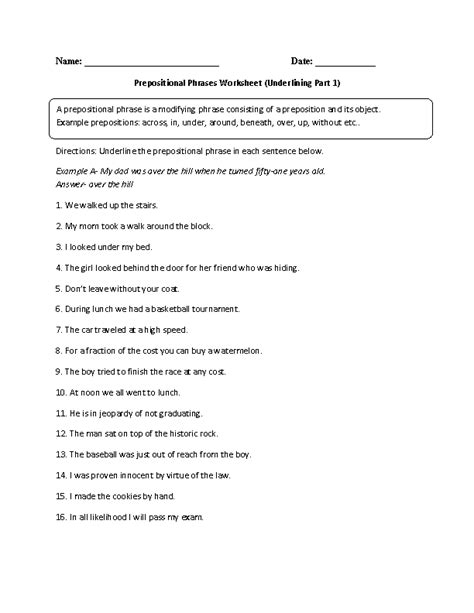 Prepositional Phrases Worksheets For Grade 5 K5 Learning Preposition Worksheets 5th Grade - Preposition Worksheets 5th Grade