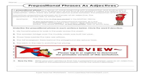 Prepositions And Prepositional Phrases Super Teacher Worksheets Grade 4 Prepositional Phrases Worksheet - Grade 4 Prepositional Phrases Worksheet