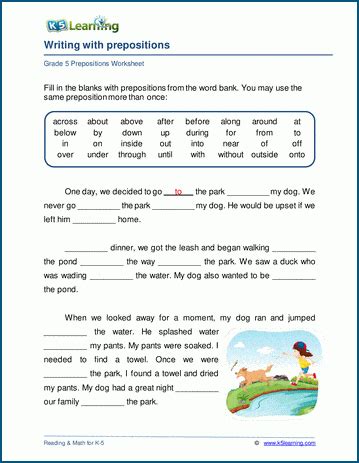 Prepositions Grammar Lesson A Paragraph With 10 Prepositions - A Paragraph With 10 Prepositions