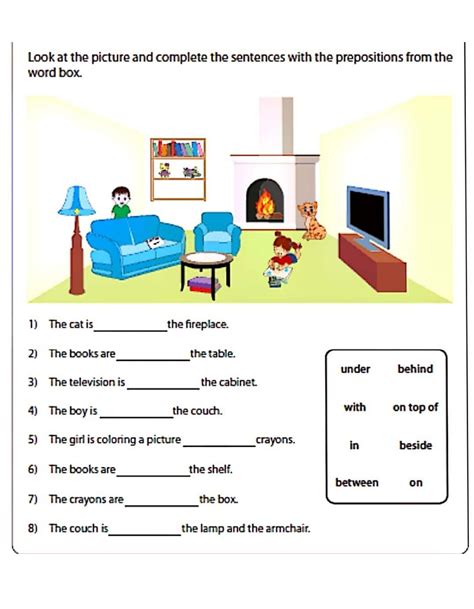 Prepositions Of Place Complete The Sentence Live Worksheets Preposition Worksheet Esl - Preposition Worksheet Esl