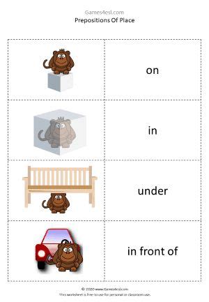 Prepositions Of Place Worksheets Games4esl Preposition Worksheet For Kids - Preposition Worksheet For Kids