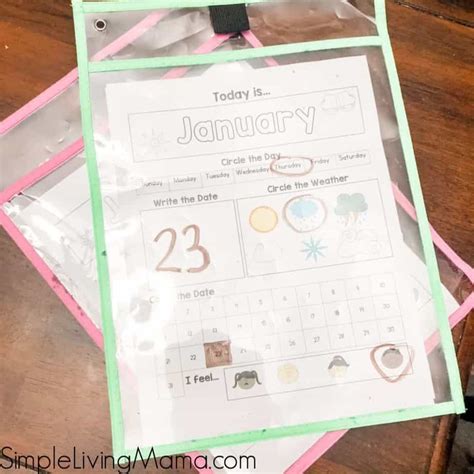 Preschool Calendar Printable Simple Living Mama Calender Worksheet For Pre Kindergarten - Calender Worksheet For Pre Kindergarten