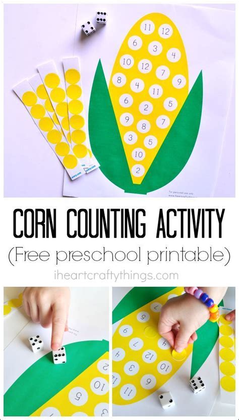 Preschool Corn Counting Activity With Printable I Heart Preschool Yellow Halloween Corn Worksheet - Preschool Yellow Halloween Corn Worksheet