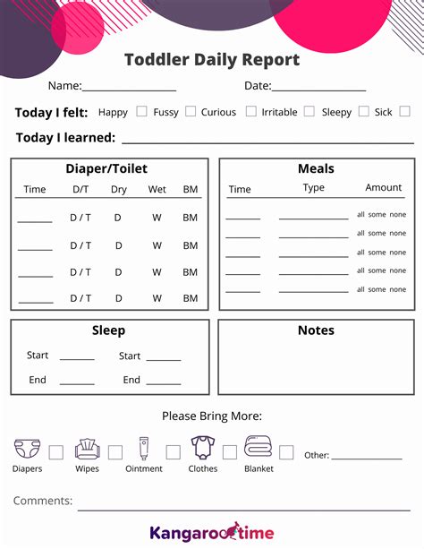 Preschool Daily Report Templates Online Brightwheel Preschool Daily Sheets - Preschool Daily Sheets