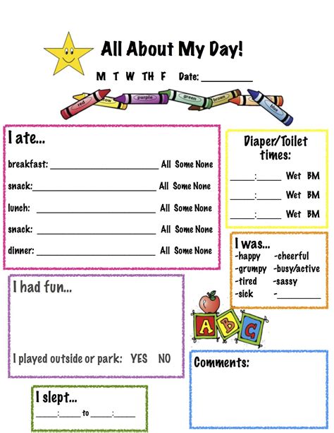 Preschool Daily Sheets   Printable Daycare Amp Preschool Daily Report Templates Procare - Preschool Daily Sheets