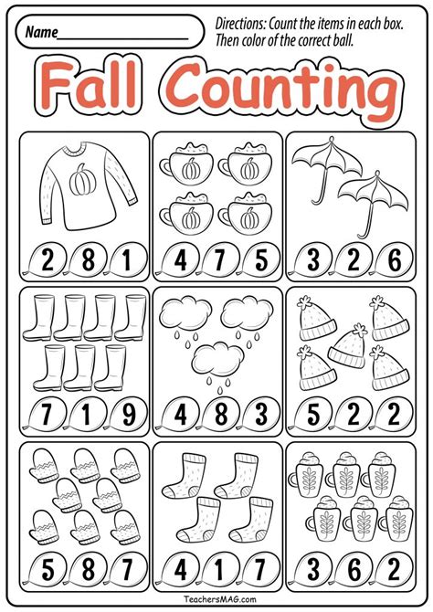 Preschool Fall Themed Math Worksheets Teachersmag Com Autumn Worksheet For Pre Kindergarten - Autumn Worksheet For Pre Kindergarten