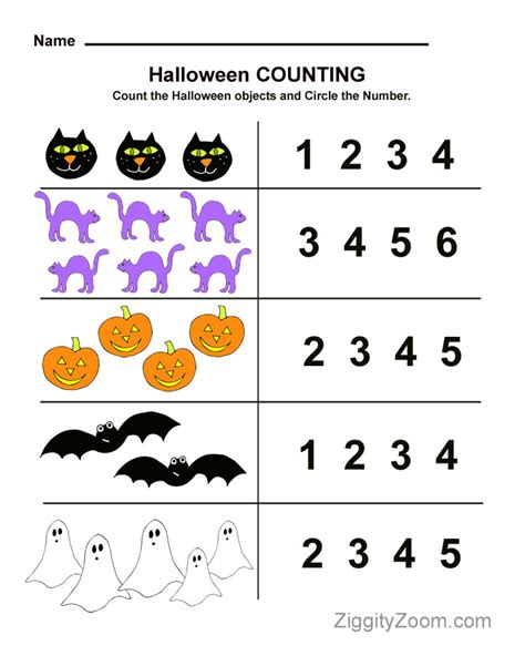 Preschool Halloween Math Worksheets Shapes Counting Numbers Number 5halloween Preschool Worksheet - Number 5halloween Preschool Worksheet