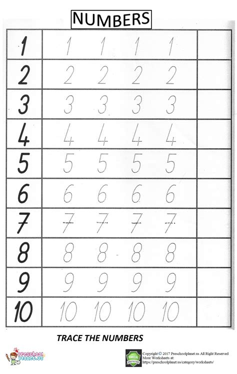Preschool Numbers Tracing Worksheets   Tracing Numbers 1 Worksheets For Preschool And Kindergarten - Preschool Numbers Tracing Worksheets