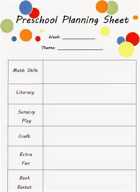 Preschool Planning For The Year Preschool Teacher 101 Preschool Planning Sheets - Preschool Planning Sheets