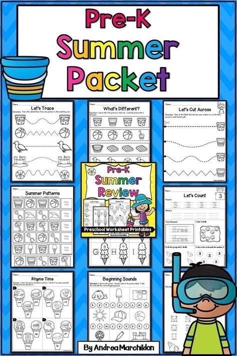Preschool Pre K Summer Packet By Andrea Marchildon Pre K Summer Packets - Pre K Summer Packets