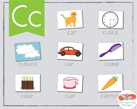 Preschool Words That Start With C Flashcards And Kids Words That Start With C - Kids Words That Start With C