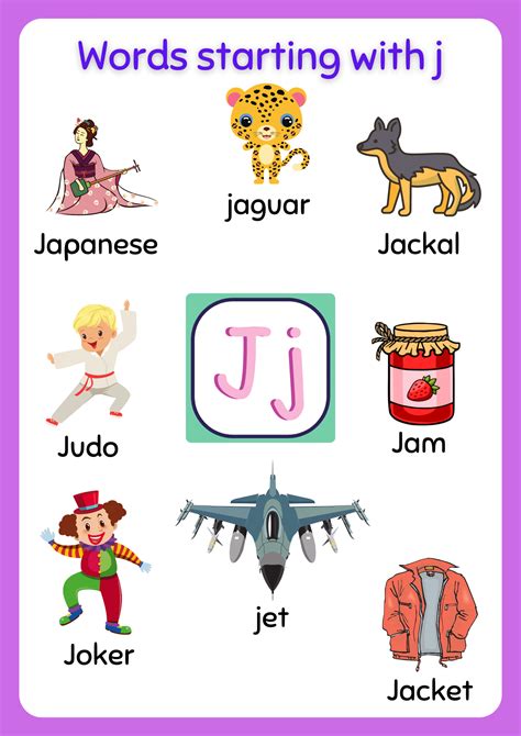 Preschool Words That Start With J J Flashcards Kindergarten Words That Start With J - Kindergarten Words That Start With J