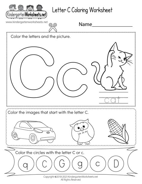 Preschool Worksheet  Letter C   Color By Letter C Preschool Worksheets For Learning - Preschool Worksheet, Letter C