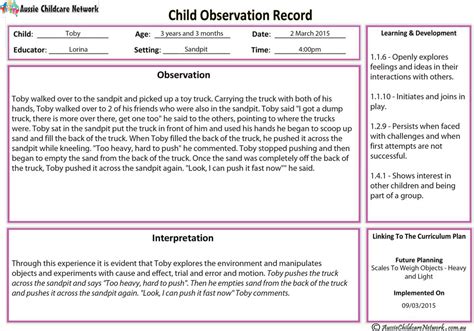 Read Online Preschool Anecdotal Record Sample 