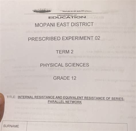 Prescribed Experiment Grade 12 Caps