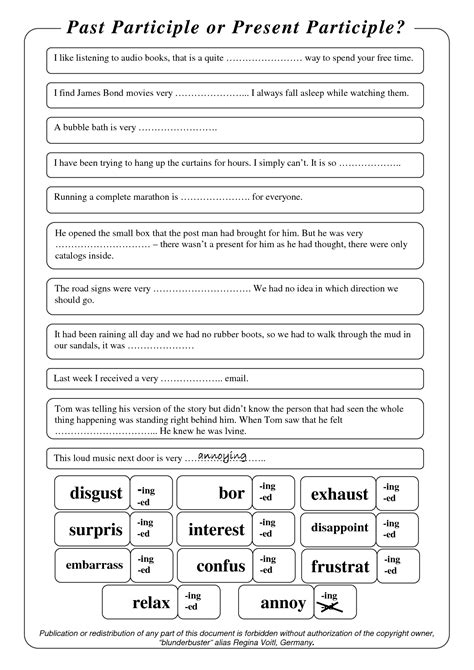 Present And Past Participle Worksheet Home Of English Participle Practice Worksheet - Participle Practice Worksheet