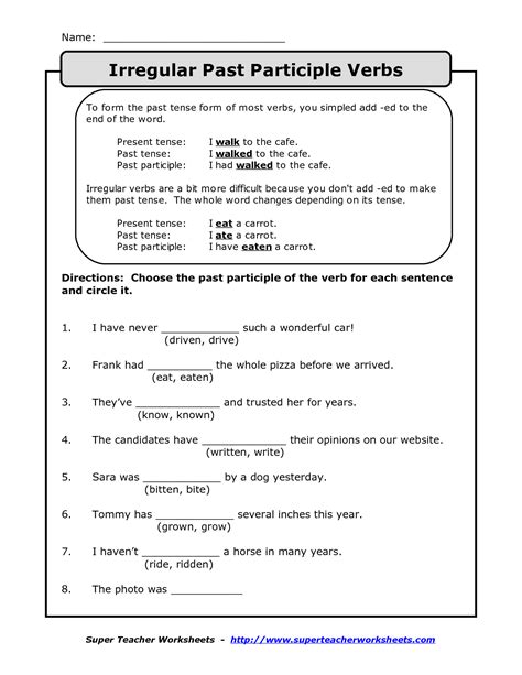 Present And Past Participle Worksheet Past Participle Worksheet - Past Participle Worksheet