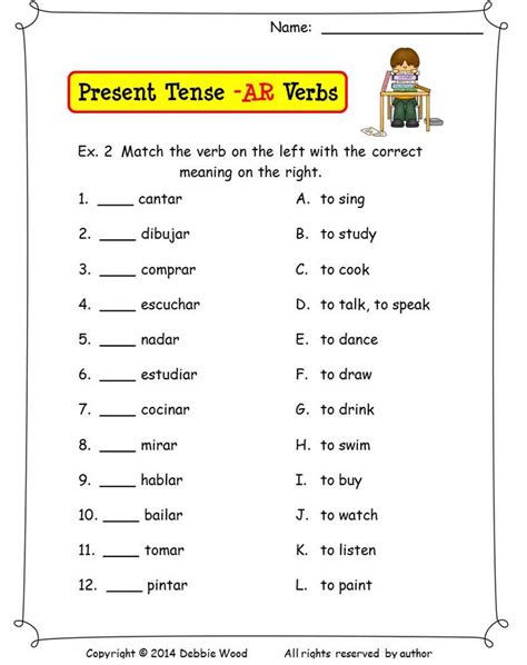 Present Ar Verbs Activities For Spanish Class La Present Tense Of Ar Verbs Worksheet - Present Tense Of Ar Verbs Worksheet