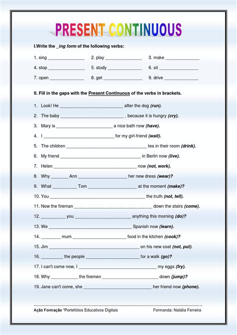 Present Continuous Exercises