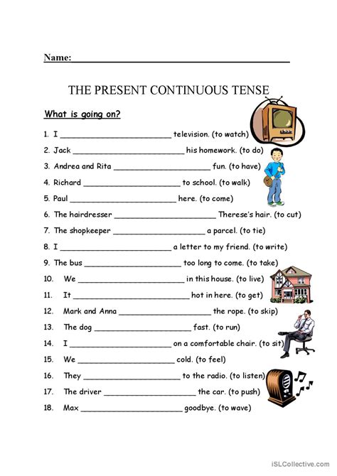 Present Continuous Progressive Worksheets Pdf Printable Exercises Present Progressive Tense Worksheet - Present Progressive Tense Worksheet