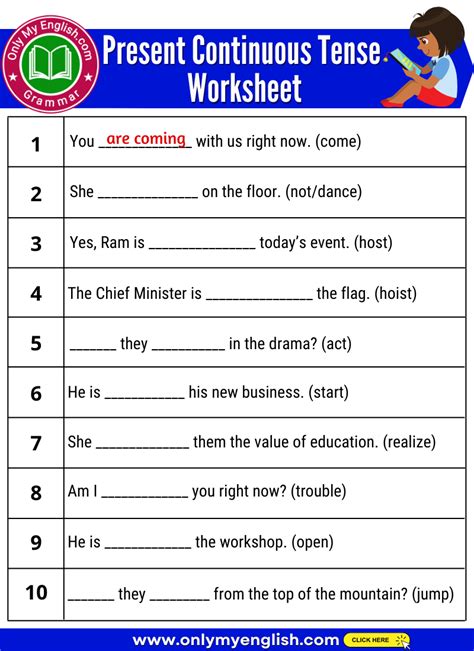 Present Continuous Tense Exercises