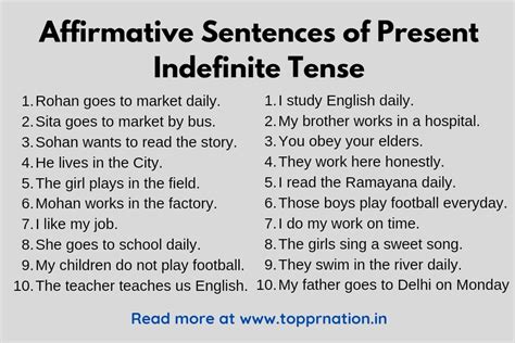 Present Indefinite Affirmative Sentence