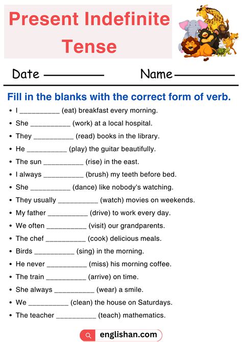 Present Indefinite Tense Exercise In Hindi