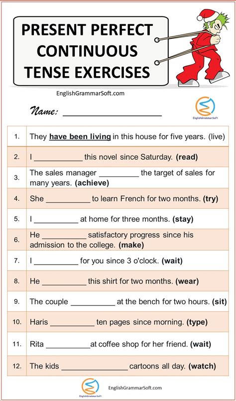 Present Perfect Continuous Worksheet Perfect Tense Verb Worksheet - Perfect Tense Verb Worksheet