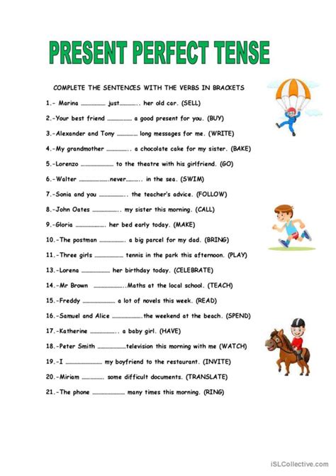 Present Perfect Exercises Doc