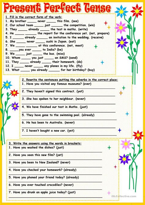 Present Perfect Tense Worksheet With Answers Worksheet Present Progressive Tense Answer Key - Worksheet Present Progressive Tense Answer Key