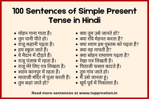 Present Simple Tense In Hindi