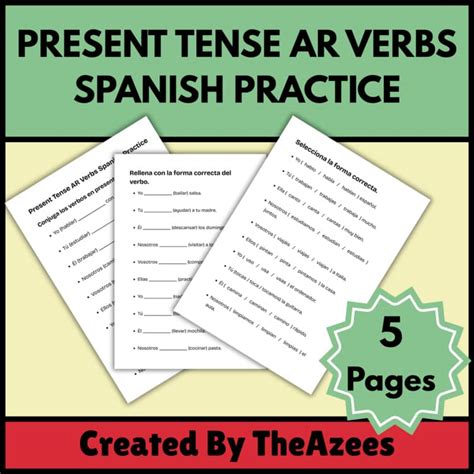 Present Tense Ar Verbs Practice Spanish Flashcards
