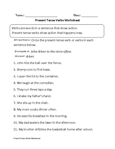 Present Tense Verb Worksheets Free Printables Worksheet Present Tense Verb Worksheet - Present Tense Verb Worksheet