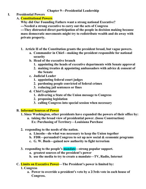 Read Online Presidential Leadership Chapter Summary Activity Answer Key 