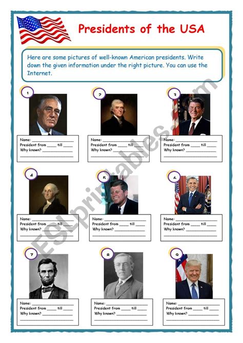 Presidents Of The Usa Worksheets And Activities Learning The Presidents Worksheet - Learning The Presidents Worksheet