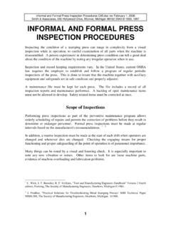 Press Inspection Procedures Author Of Quick Die Change