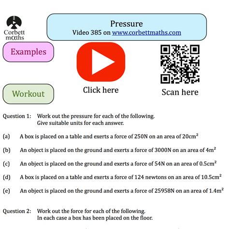 Pressure Textbook Exercise Corbettmaths Calculating Pressure Worksheet - Calculating Pressure Worksheet