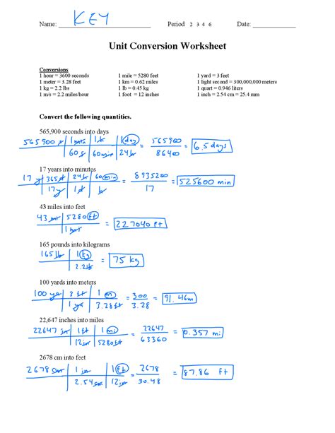 Pressure Unit Conversion Answers