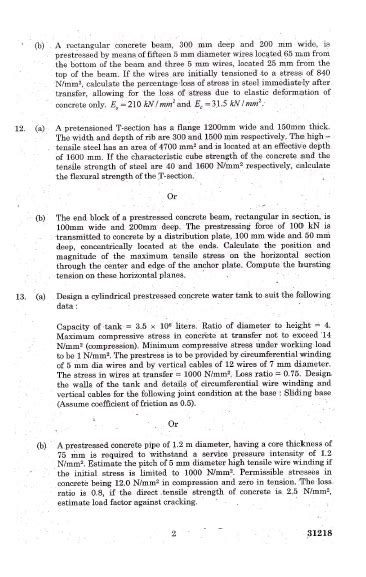 Download Prestressed Concrete Structures Question Papers 