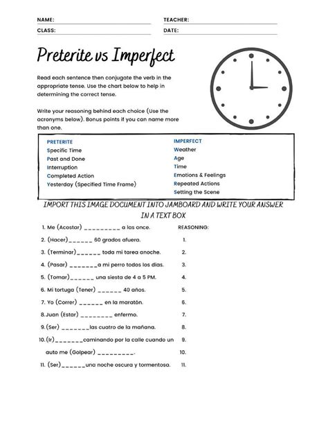 Preterite Vs Imperfect Worksheet