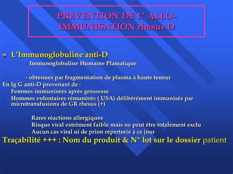 Prevention De L Allo Immunisation Rh D Foeto Maternelle