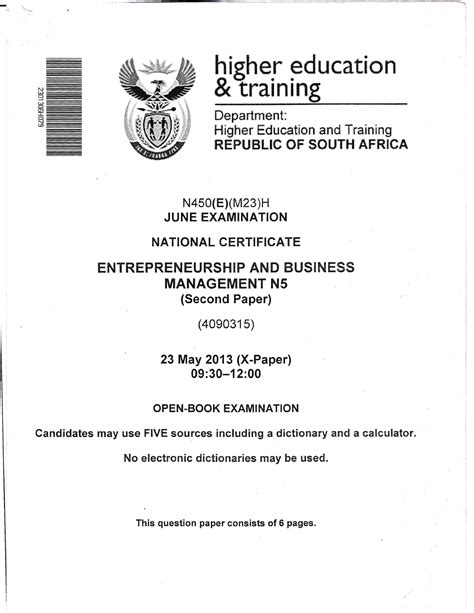 Previous Question Paper For Ebm N5 Close Book