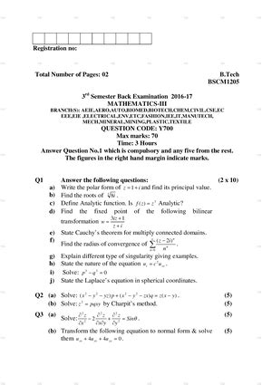 previous year btech mathematics question papers