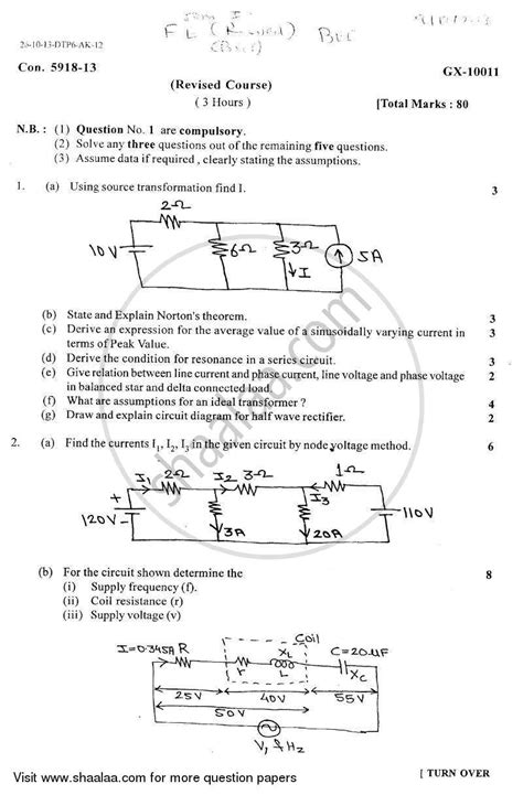 Download Previous Question Papers Basic Electrical First Semester 
